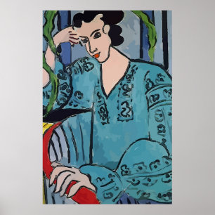 Woman on Cell Phone Abstract, Matisse Style Poster