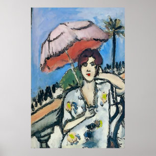 Woman on Cell Phone Abstract, Matisse Style Poster
