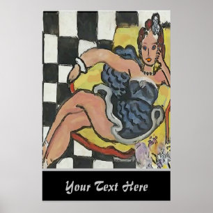Woman on Cell Phone Abstract, Matisse Style Poster
