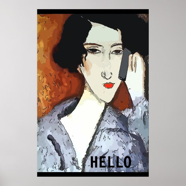 Woman on Cell Phone add text Poster (Front)