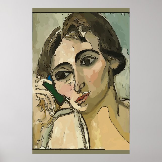 Woman on Cell Phone Poster