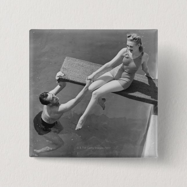 Woman on Diving Board Button (Front)