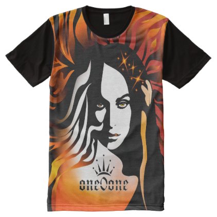 Woman on Fire Abstract Art All-Over-Print T-Shirt