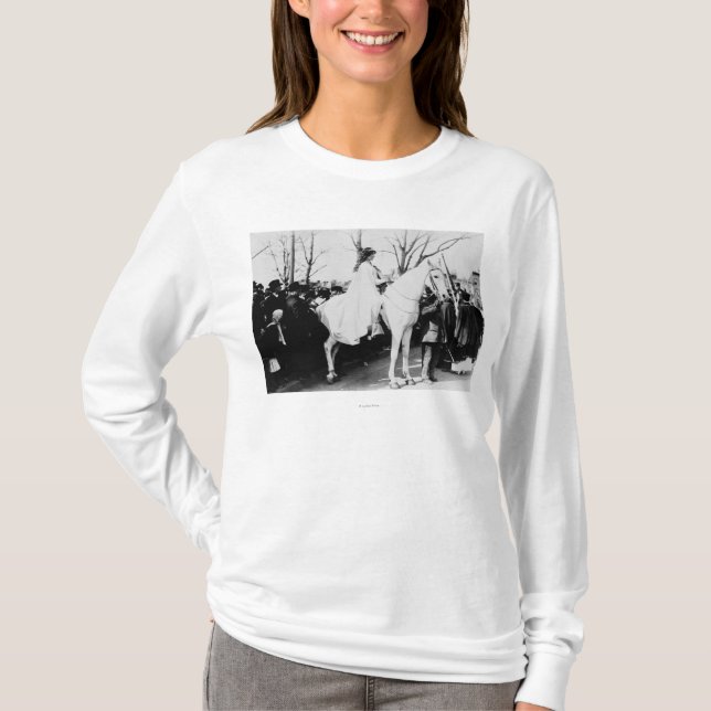 Woman on Horse Woman's Suffrage Parade Photograp T-Shirt (Front)