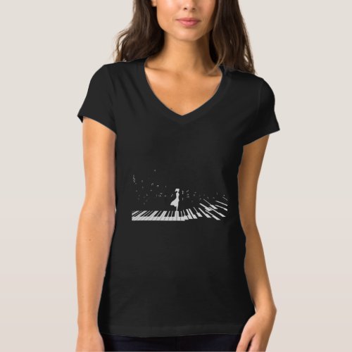 Woman On Piano Keyboards Piano Player Pianist Gift T_Shirt