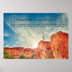 Woman on rock chiropractic poster