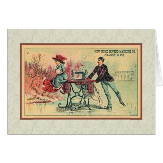 Woman on Sewing Machine on Ice Cards (Front Horizontal)
