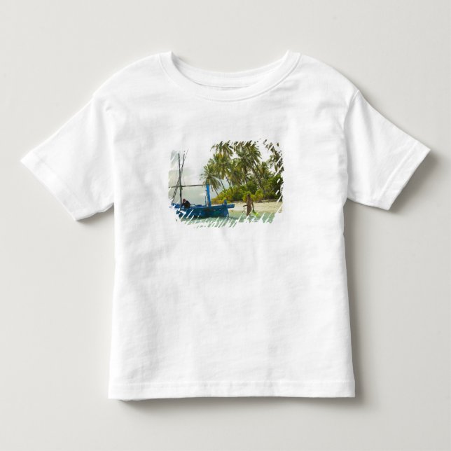 Woman on small traditional fishing boat, toddler t-shirt (Front)