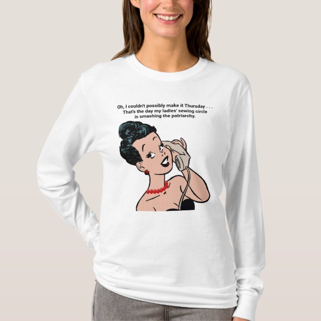 Woman on Telephone Smash the Patriarchy T-Shirt (Front)