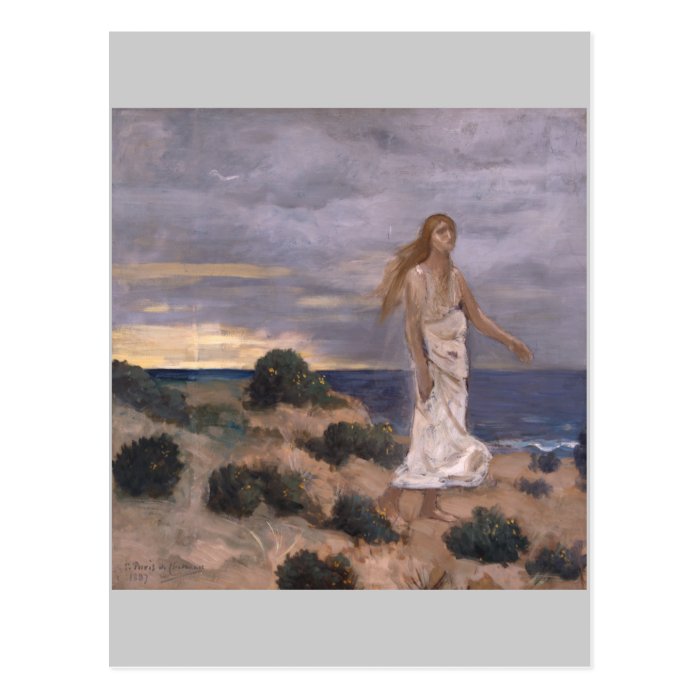 Woman on the Beach by Puvis de Chavannes Postcard