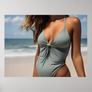 Woman on the beach poster