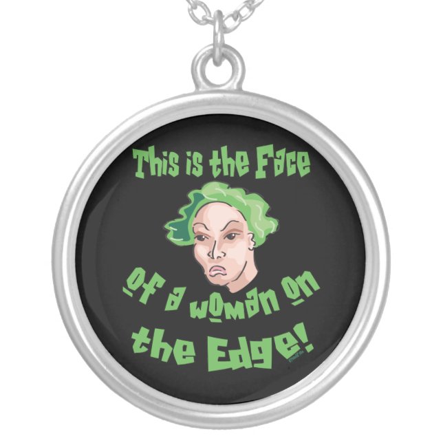 Woman on the Edge Silver Plated Necklace (Front)