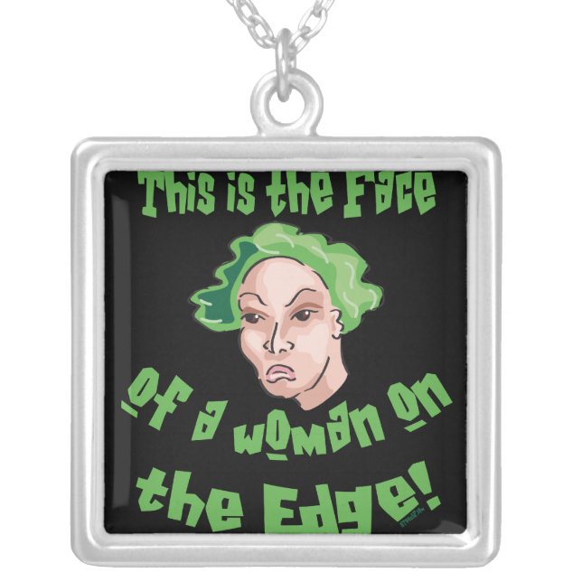 Woman on the Edge Silver Plated Necklace (Front)