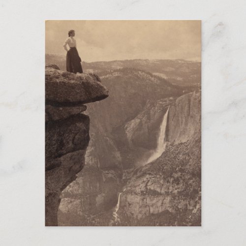 Woman Overlooking Yosemite Falls Postcard
