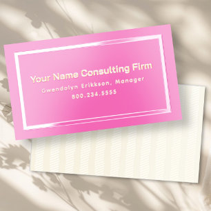 Woman Owned Pink Minimalist Foil Spot Gloss Business Cards