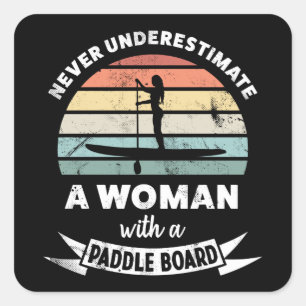 Woman Paddleboarding Funny Gift for Wife Square Sticker