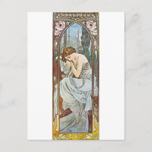 Woman Painting Art Nouveau Renaissance Postcard (Front)