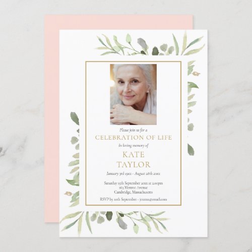 Woman Photo Funeral Celebration of Life Invitation