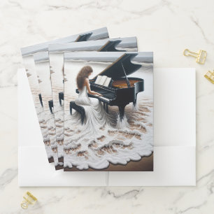 Woman Pianist In Frothy Surf Pocket Folder