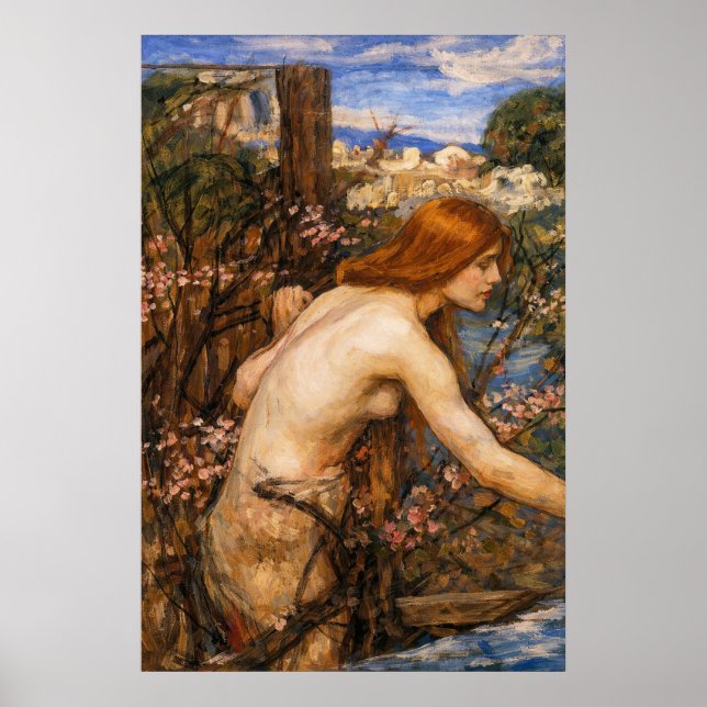 Woman Picking Flowers by John William Waterhouse Poster (Front)