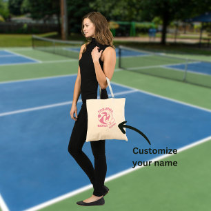 Woman Pickleball Master Game Player Custom Name Tote Bag