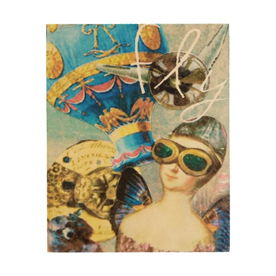 Woman Pilot Hot Air Balloon Poodle Fly Steampunk Wood Wall Decor