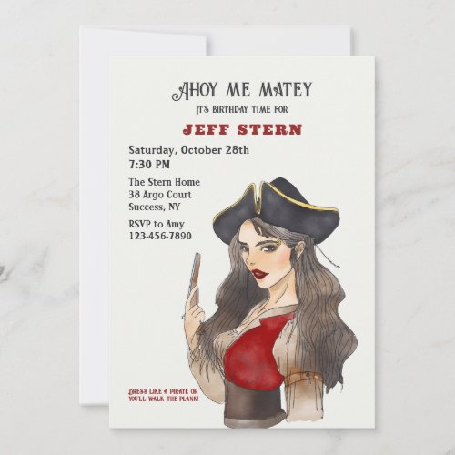 Woman Pirate Invitation