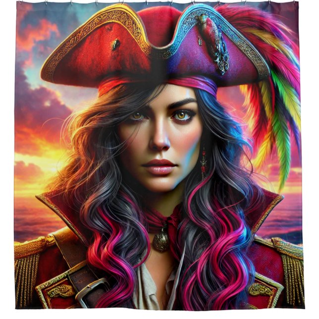 Woman Pirate Shower Curtain (Front)