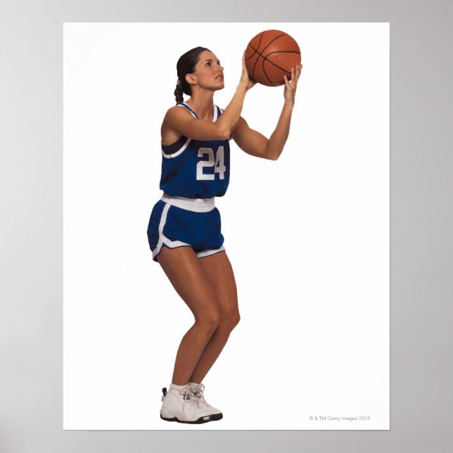 Woman player shooting basketball poster (Front)