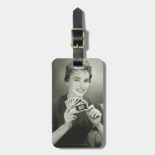 Woman Playing Cards Luggage Tag