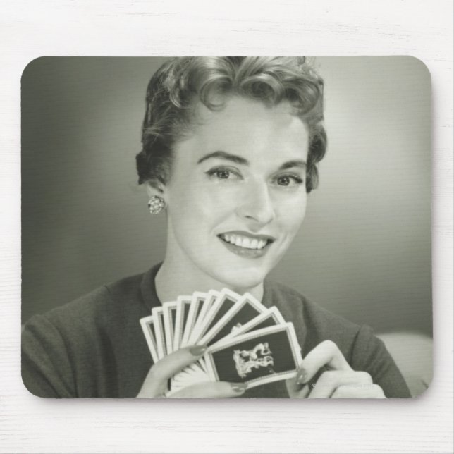 Woman Playing Cards Mouse Pad (Front)