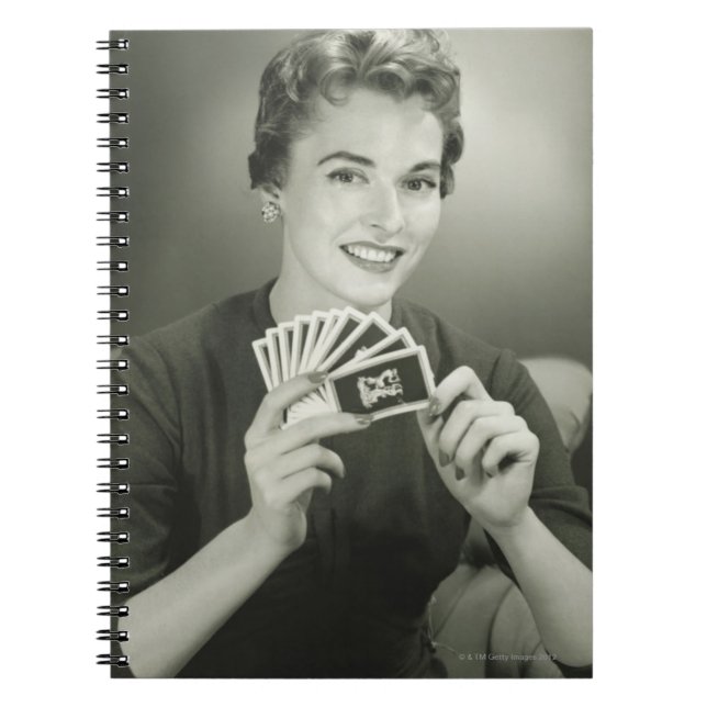 Woman Playing Cards Notebook (Front)