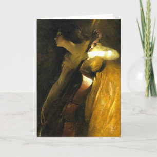 Woman Playing Cello Card