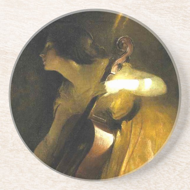 Woman Playing Cello Drink Coaster (Front)