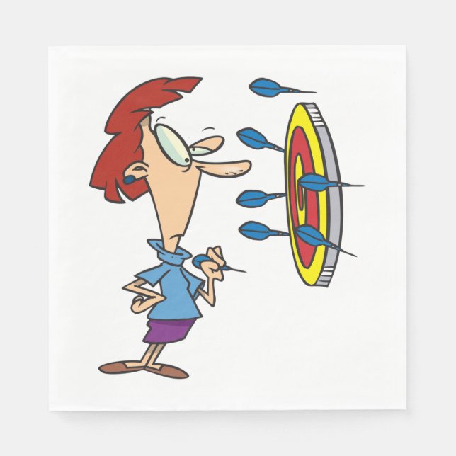 Woman Playing Darts Napkins (Front)