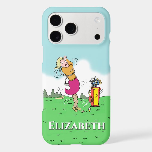 Woman Playing Golf Personalized iPhone Case (Back)