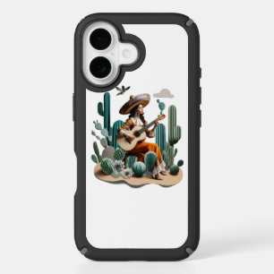 Woman Playing Guitar in Desert Art iPhone 16 Case