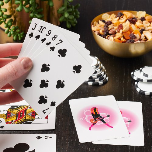 Woman Playing Guitar Playing Cards