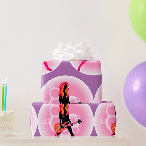 Woman Playing Guitar Wrapping Paper