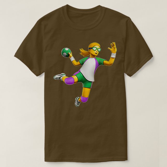 Woman Playing Handball Emoji T-Shirt (Design Front)
