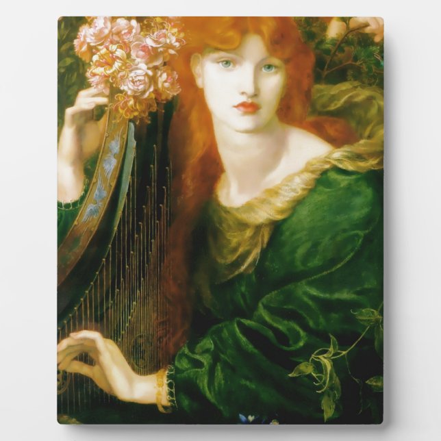 Woman Playing Harp Painting Plaque (Front)