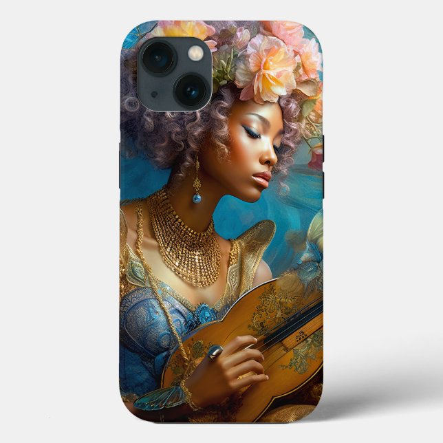 Woman Playing Lute African American Fantasy Art Case-Mate iPhone Case (Back)