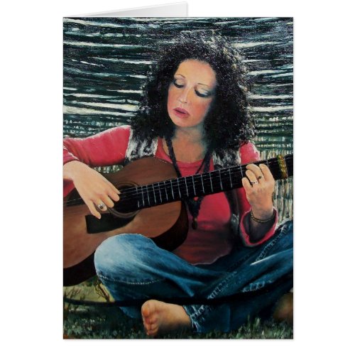 Woman Playing Music With Acoustic Guitar