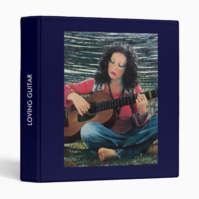 Woman Playing Music With Acoustic Guitar Binder (Front/Spine)