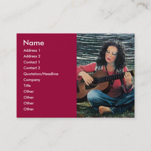 Woman Playing Music With Acoustic Guitar Business Card
