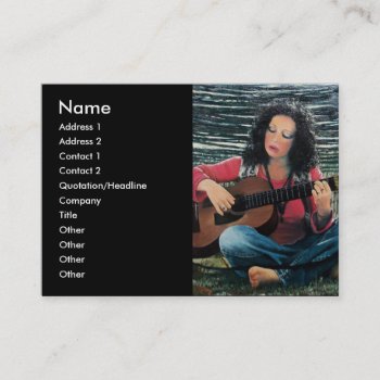 Woman Playing Music With Acoustic Guitar Business Card by AiLartworks at Zazzle
