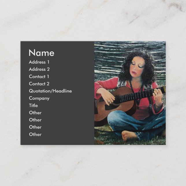 Woman Playing Music With Acoustic Guitar Business Card (Front)