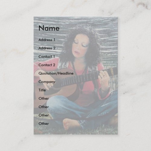 Woman Playing Music With Acoustic Guitar Business Card