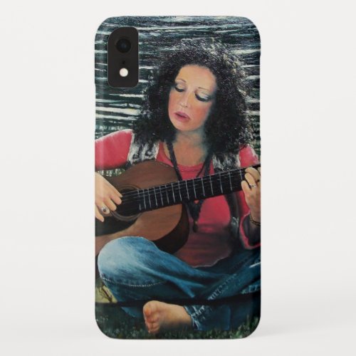 Woman Playing Music With Acoustic Guitar iPhone XR Case