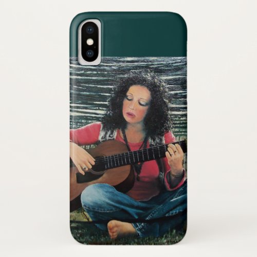 Woman Playing Music With Acoustic Guitar iPhone XS Case